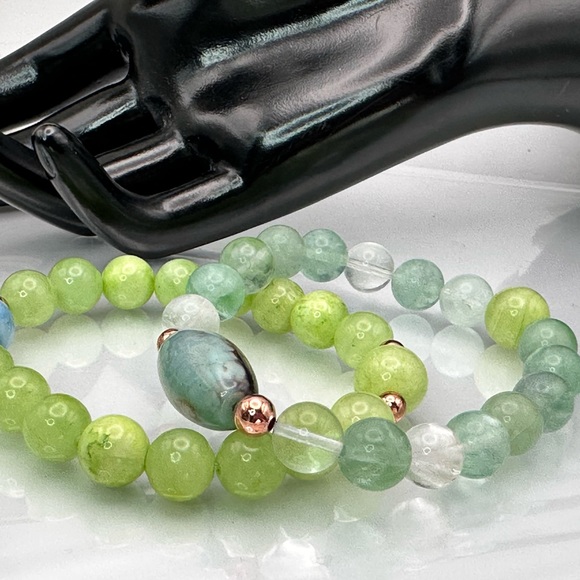 MANTIS WANNABE NATURAL STONES BRACELET size 7” - Picture 5 of 12